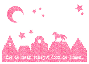 Vel Strijkletters Zie de maan Glitter Medium Pink - afb. 2