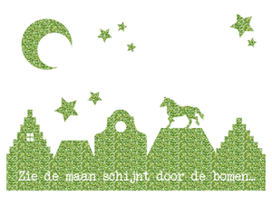 Vel Strijkletters Zie de maan Glitter Light Green - afb. 2