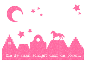 Vel Strijkletters Zie de maan Glitter Neon roze Glitter - afb. 2