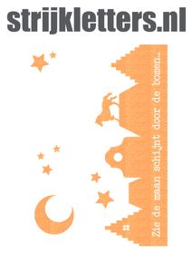 Vel Strijkletters Zie de maan Glitter Neon Oranje Glitter - afb. 1