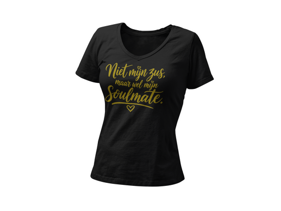 brievenbus cadeau T-shirt vriendinnen 3 Zwart met gouden opdruk - afb. 1